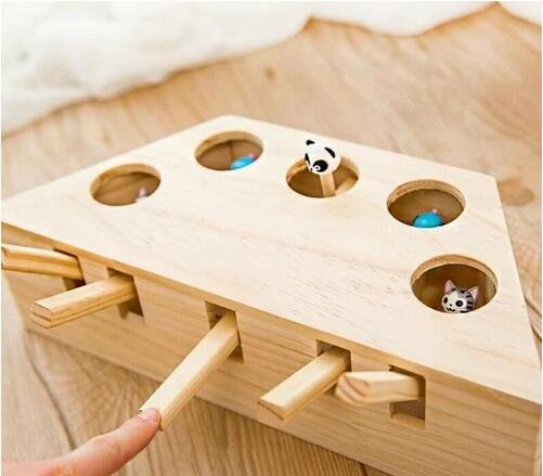 Interactive Wooden Cat Toy
